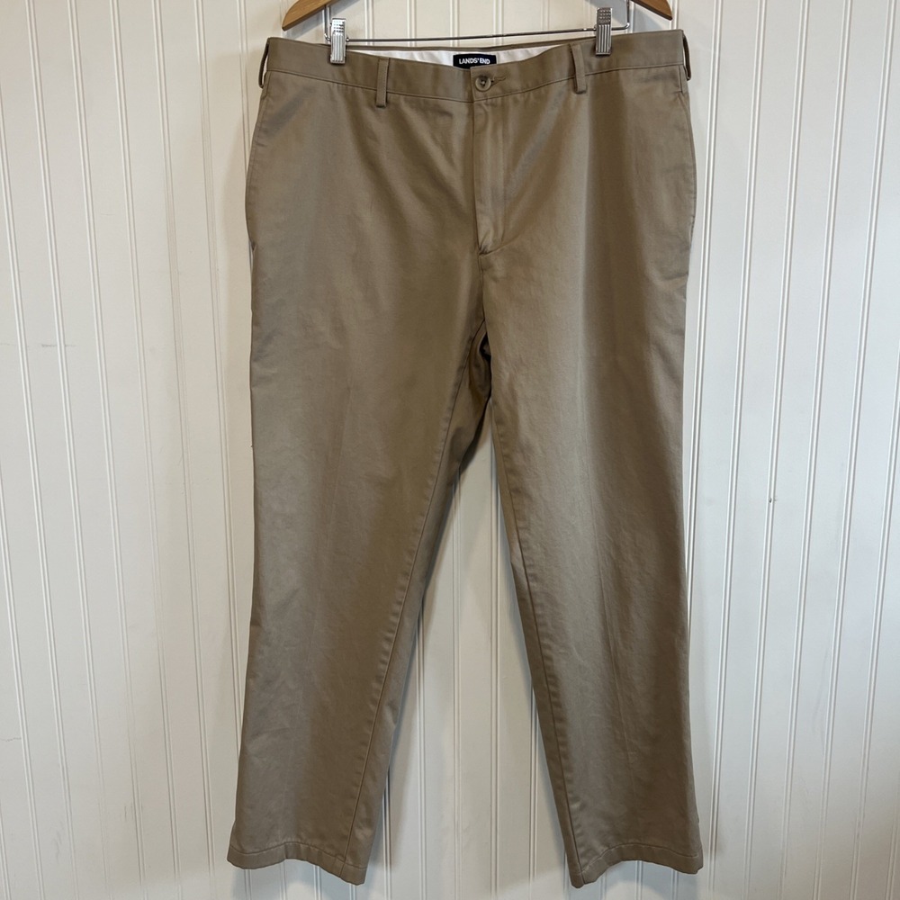 Lands' End Men's Khaki Traditional Fit Men's Pants‎ Sz 38